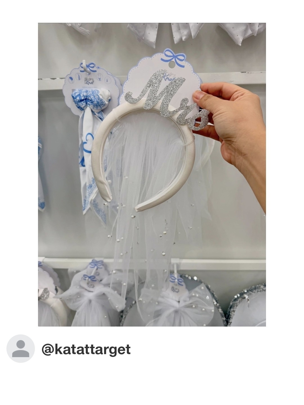 White Bridal 'Mrs' Headband with Silver Glitter Accent and Veil